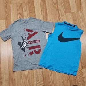 2 Nike Blue And Air Jordan Gray Athletic Cutoff T-Shirts Boys Medium